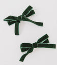 Mini Velvet Bow Clip in Green