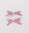 Mini Velvet Bow Clip in Pink