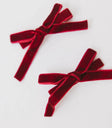 Mini Velvet Bow Clip in Wine