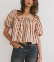 Square neck top in cream
