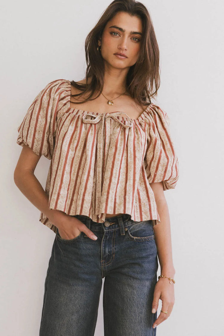Square neck top in cream