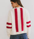 Sweater in cream and red