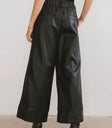 Elastic back waist pants in black