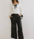 Two hand pockets pants in black