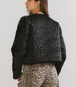 Plain color bow jacket in black