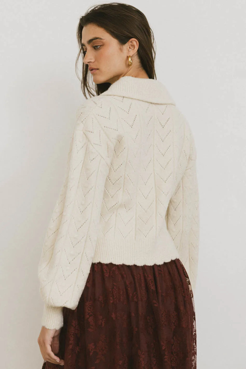 Long sleeves sweater in cream