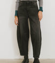 black washed barrel denim jeans