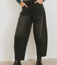 black washed barrel denim