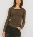Sailor Ribbed Top in Brown