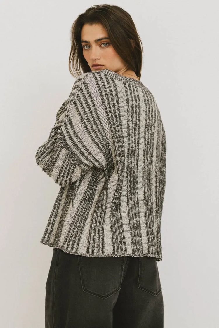Striped plain top in black