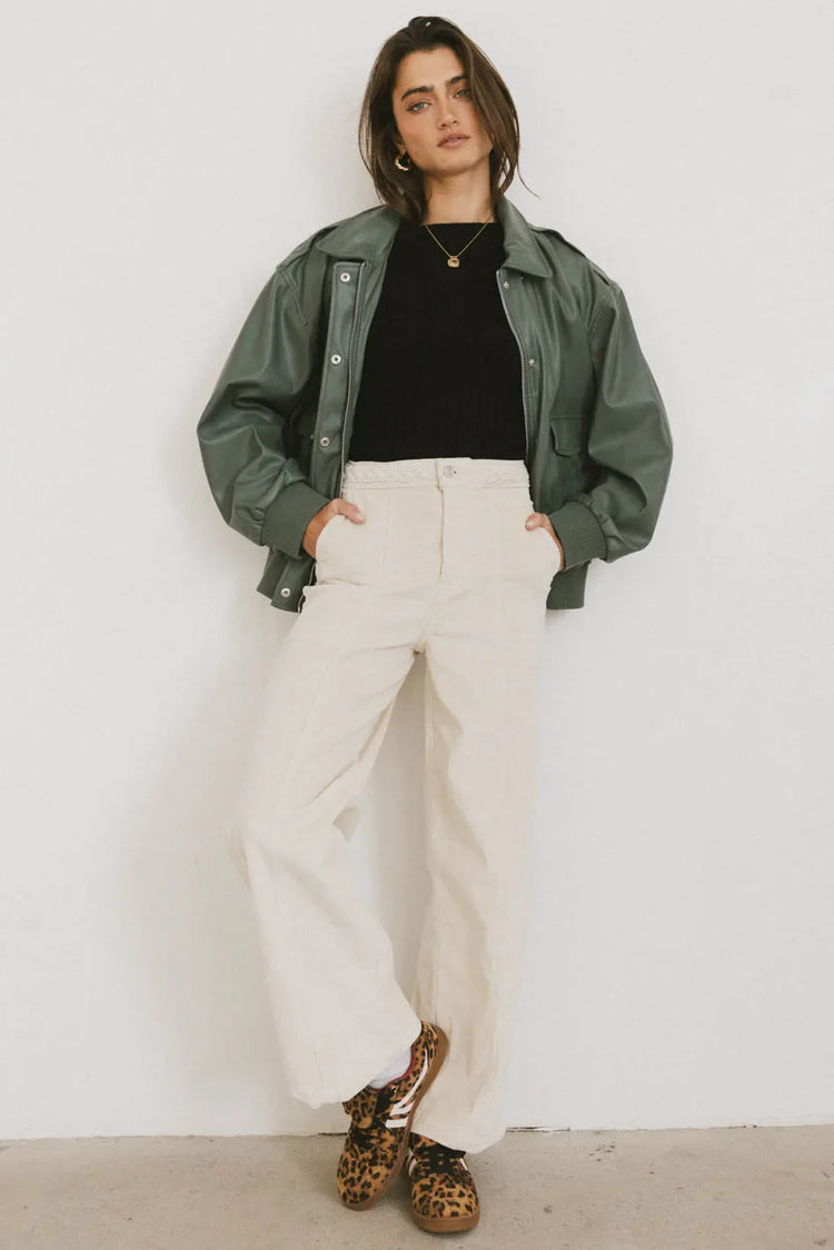 Corduroy pants in cream