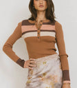 Round neck top in brown