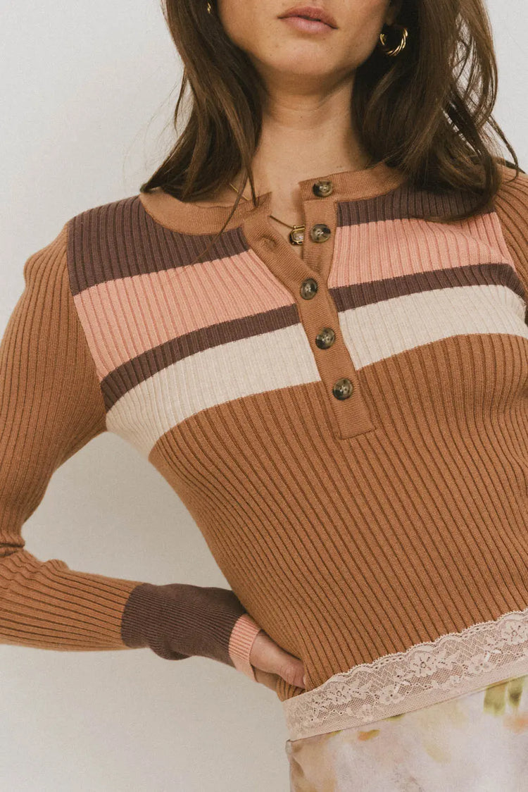 Knit sweater in brown