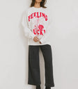 Sweatshirt in white with red prints