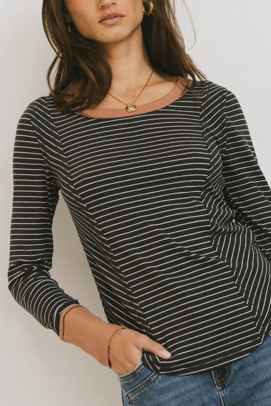 Striped top in slate