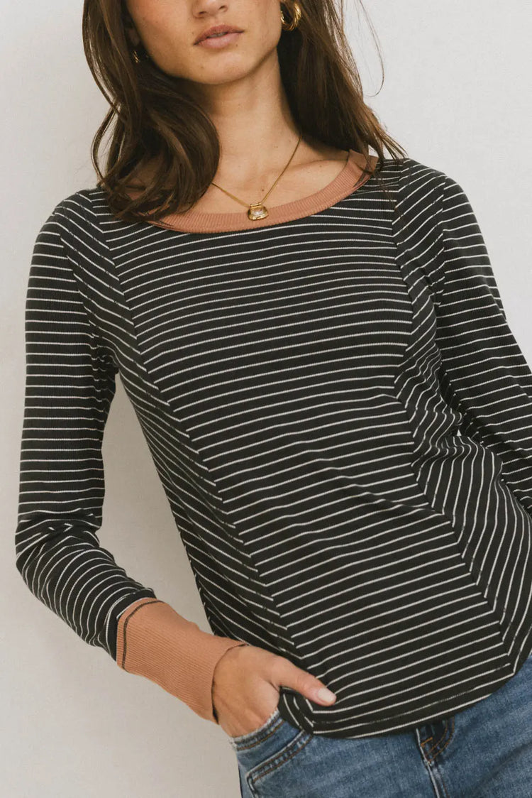 Striped top in slate