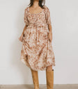 Woven midi dress in cream