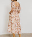 Square back neck dress in multi color