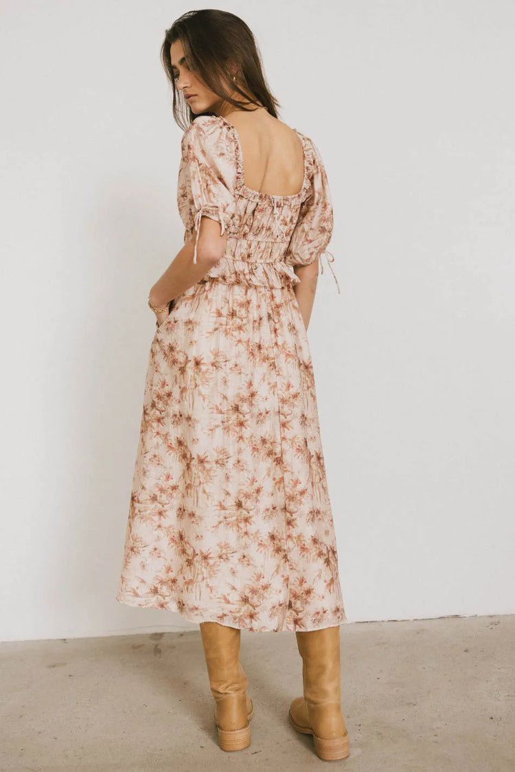 Square back neck dress in multi color