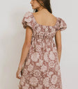 Elastic back mini dress in mauve