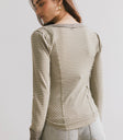 sage striped long sleeve top