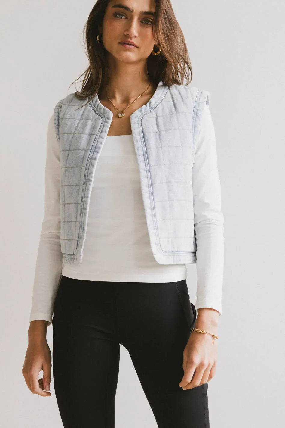 Quilted denim vest
