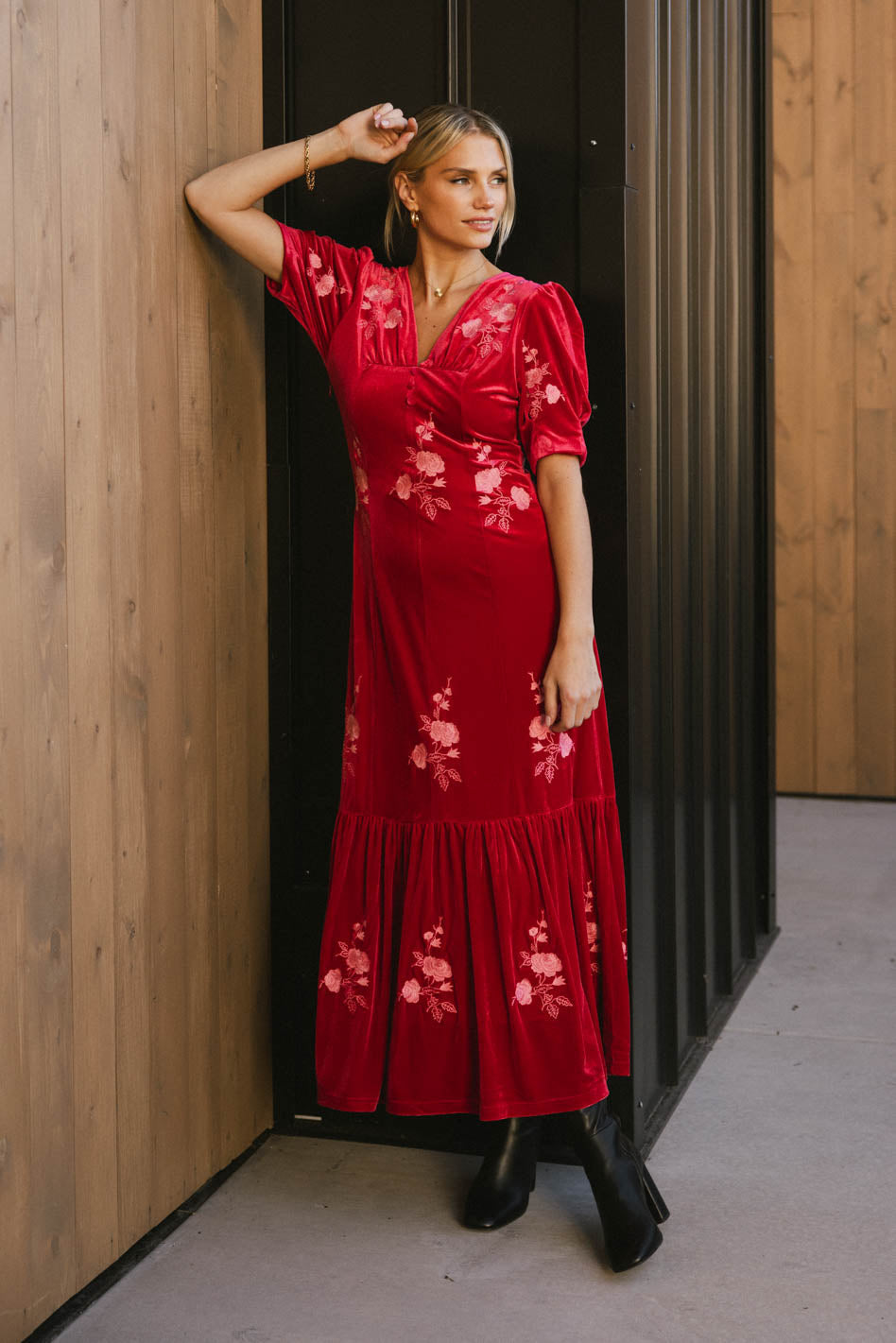 Red maxi dress