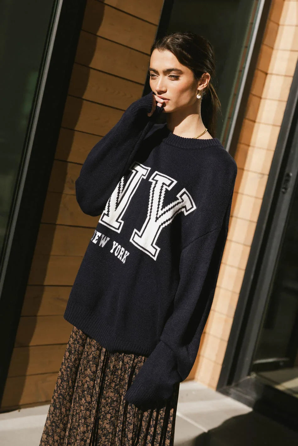 Long sleeves navy top