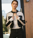 Mock neck jacket in black