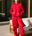 Hand pockets hoodie in red