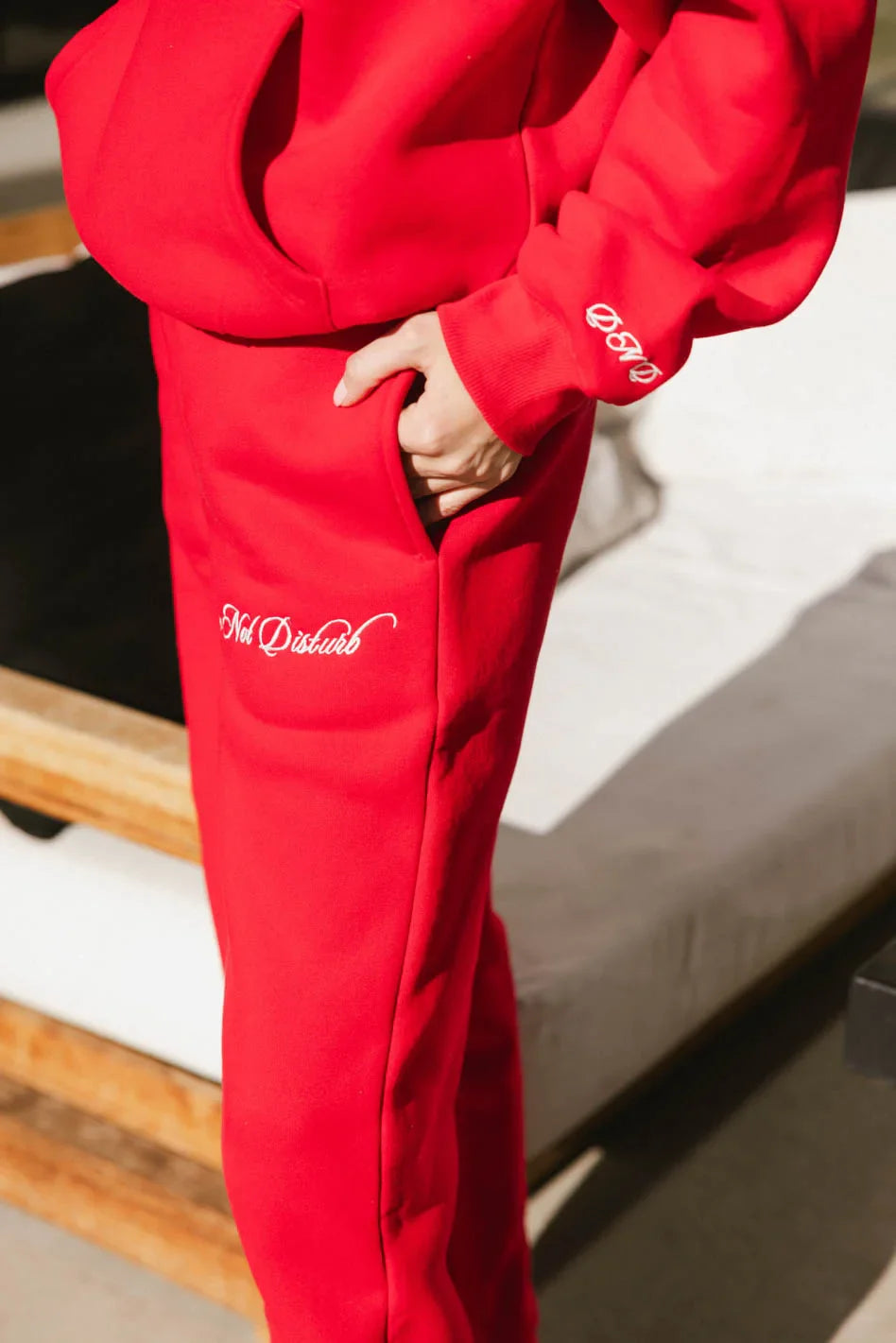 Two hand pockets pants in red