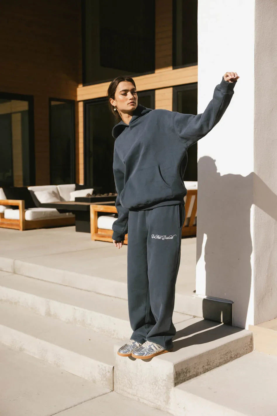 Long sleeves hoodie in navy