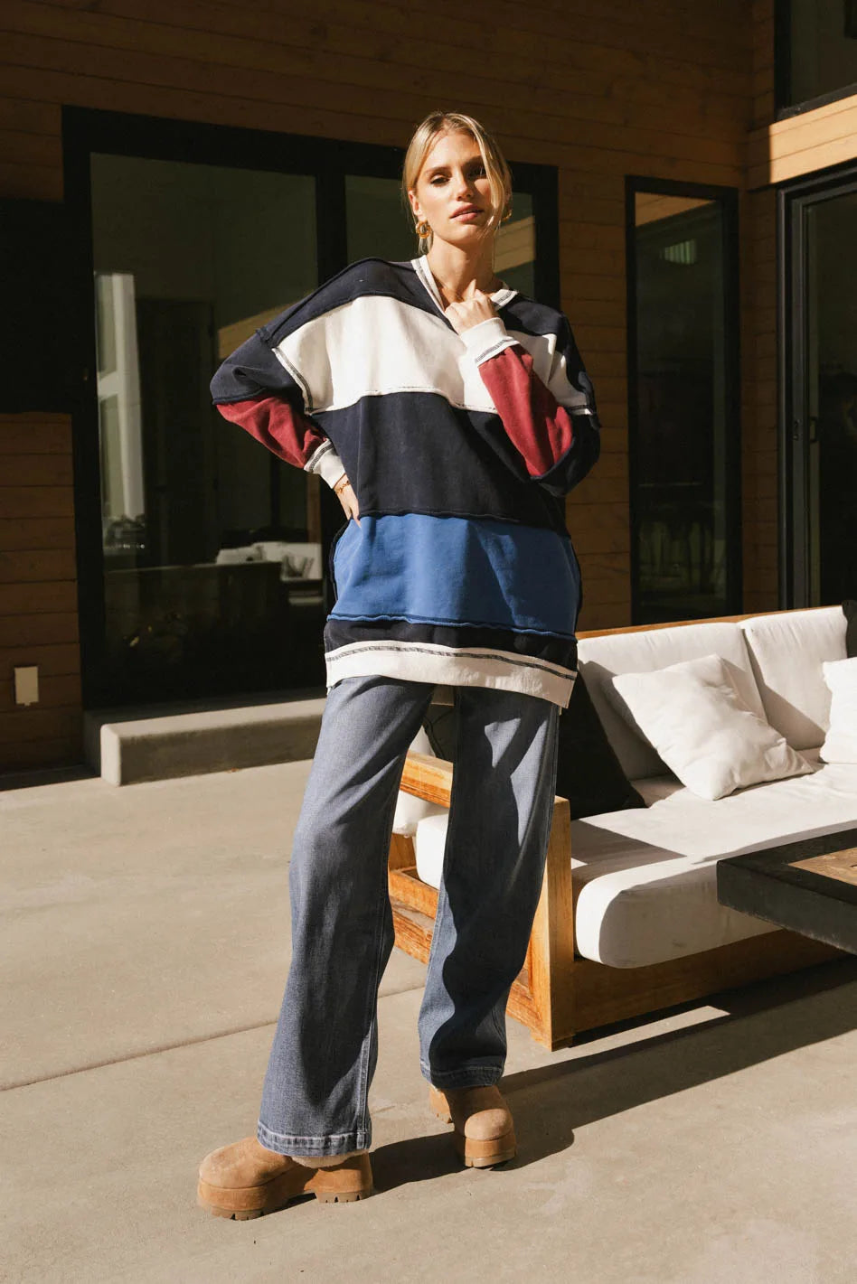 Round neck top in multi color