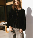 Lucie Peplum Tie Blouse in Black