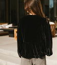 Plain color velvet top in black