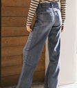Plain color denim in medium wash
