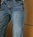 Grommet details denim in medium wash