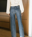 Two back pockets denim in medium wash
