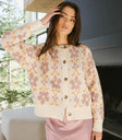 Knit cardigan in pink flowers