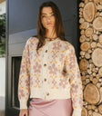 Round neck cardigan in multi color