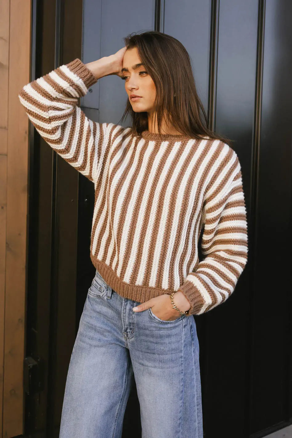 Striped sweater in brown