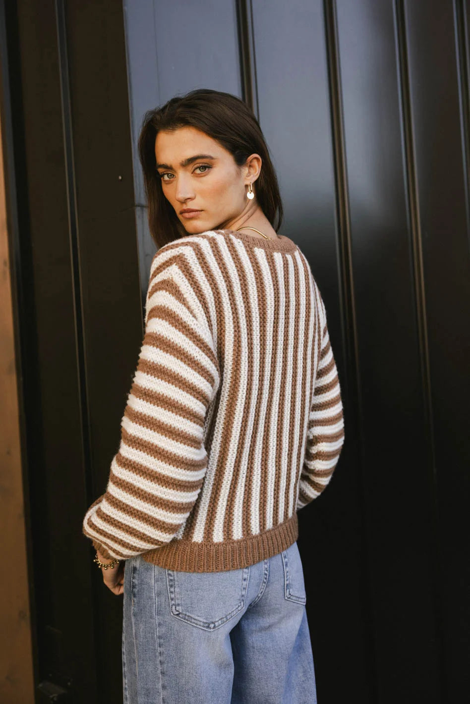 Knit sweater in brown