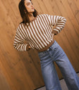Round neck sweater in brown