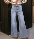 High rise denim pants in medium wash