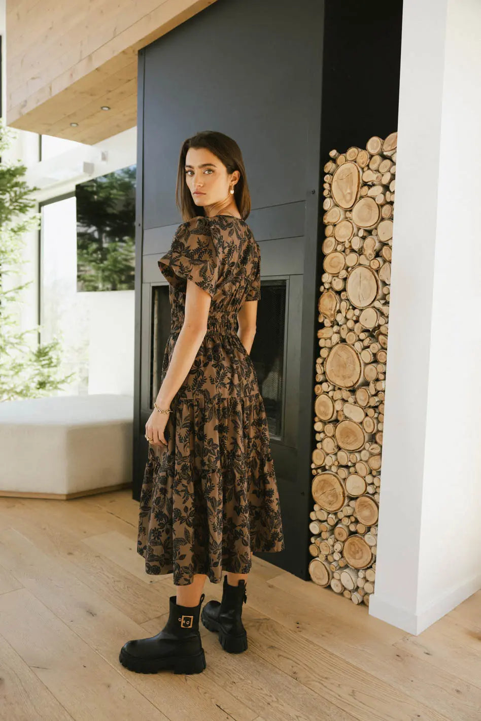 Printed dress in black