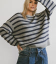 Knit striped top in navy