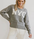 Round neck sweater in grey