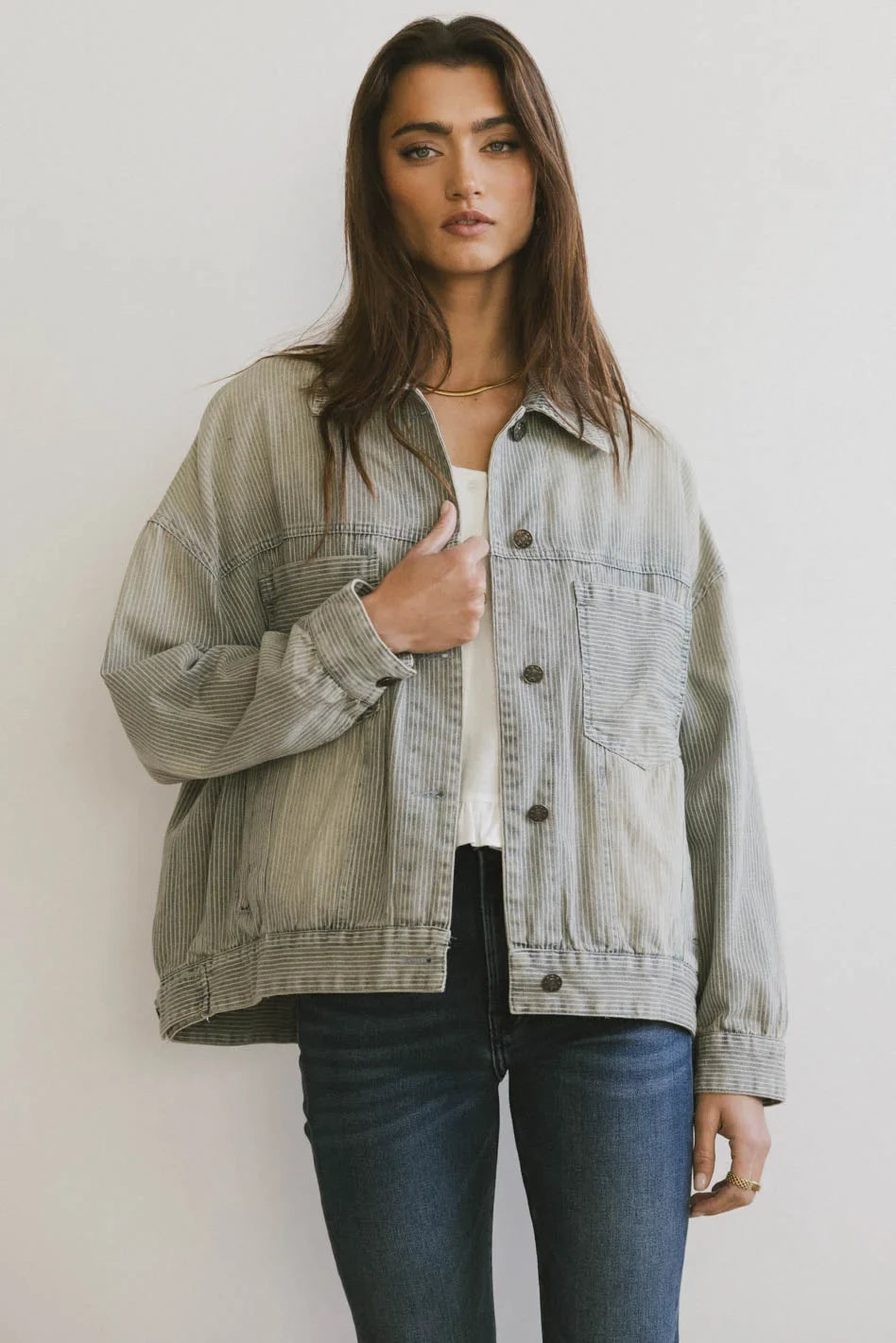 Striped denim jacket