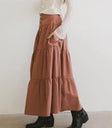 Two hand pockets maxi skirt in mauve