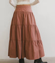 Plain skirt maxi tiered skirt in mauve